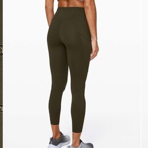 lululemon athletica Fast and Free Dark Olive Green Leggings Size 6